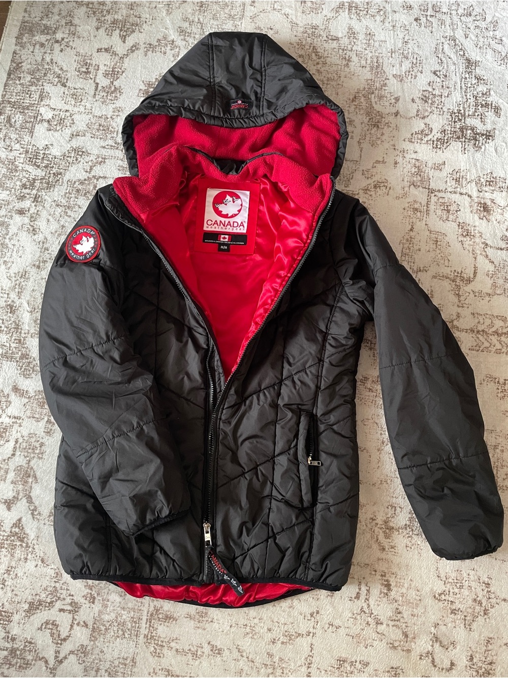Canada Weather Gear Women’s Hooded Winter Jacket with Red Lining - size M